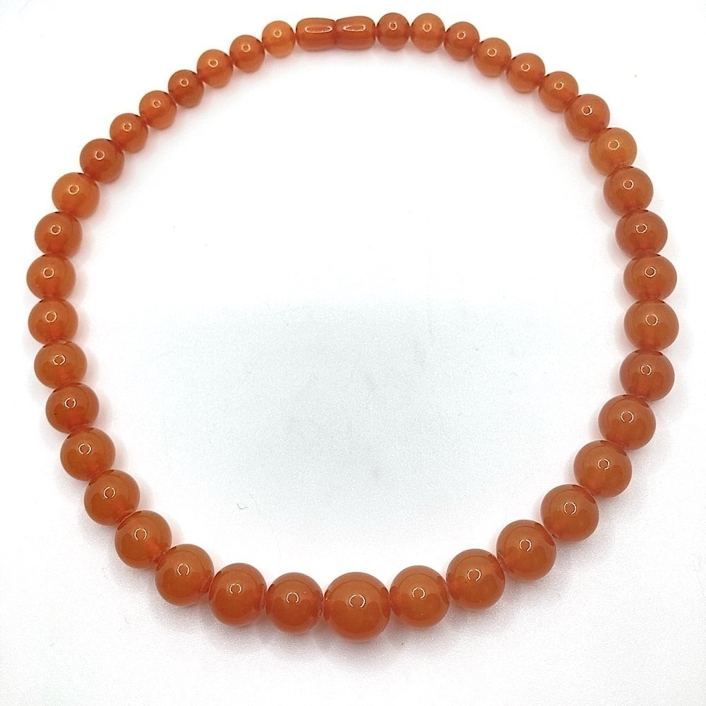 AMBER Graduated Bead Necklace Butterscotch / Egg Yolk Antique Art Deco 18”